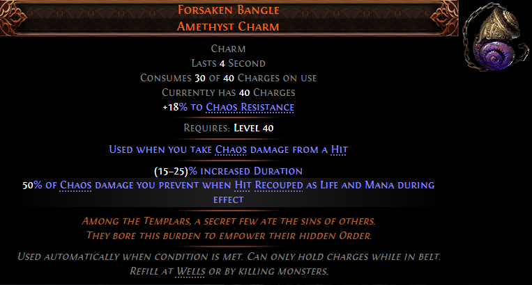 Forsaken Bangle Amethyst Charm